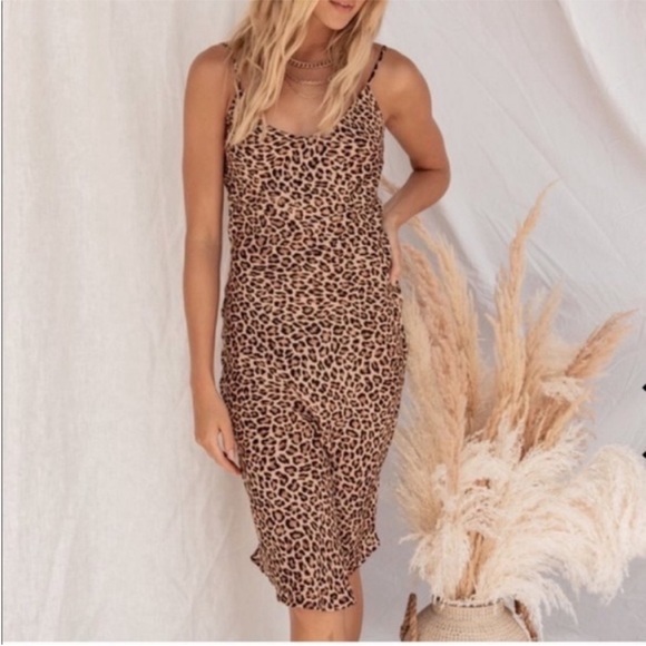 AUDREY 3+1 Dress Womens Sz Medium Brown Animal Print Slip dress - Picture 11 of 12